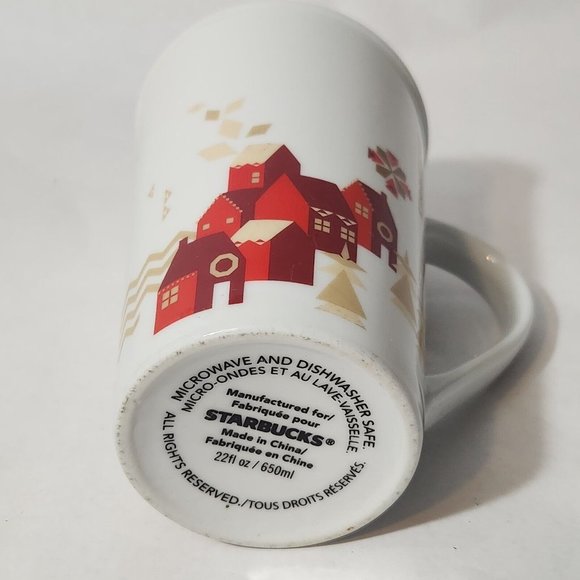 STARBUCKS HOLIDAY COFFEE MUG TEA CUP XL TALL CHRISTMAS RED WHITE SNOWFLAKE 2013 - Picture 4 of 6